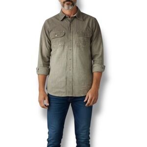 AG Adriano Goldschmied Utility Shirt Mens Size Medium M Olive Distressed